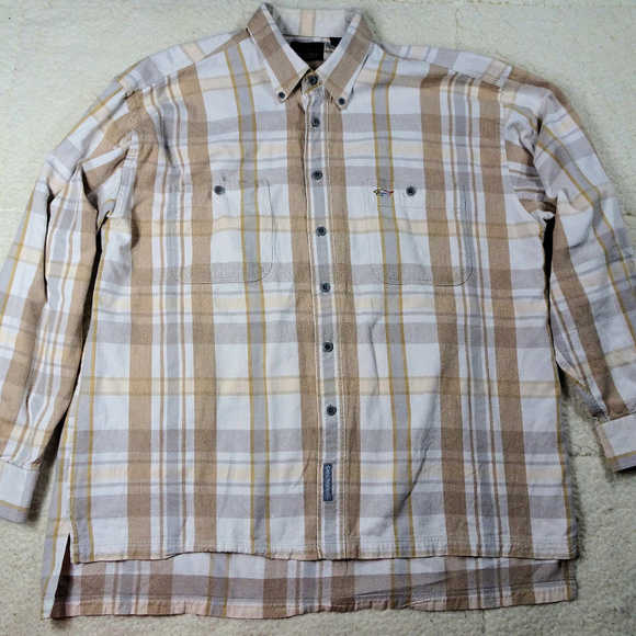 Greg Norman Button Down Tan Flannel Shirt X-Large - Picture 1 of 7